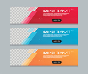 Set of horizontal abstract web banner design template background gradients color. Suitable for web ads. Vector illustration with Space to add pictures.