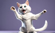 A cute cat doing a hooray pose. Generative AI