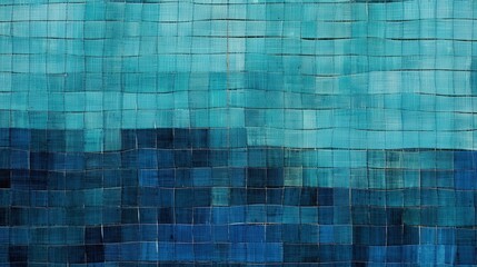 Wicker blue texture, flat art wicker basket weave surface. Blue colors of rattan, bark, raffia, bamboo, straw cloth-like composition background for craft, hobby, fall. Sky, sea blue material, pattern