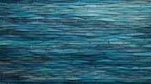 Wicker Blue Texture, Flat Art Wicker Basket Weave Surface. Blue Colors Of Rattan, Bark, Raffia, Bamboo, Straw Cloth-like Composition Background For Craft, Hobby, Fall. Sky, Sea Blue Material, Pattern