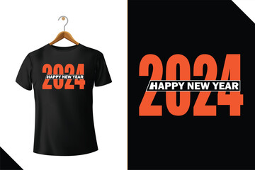 Wall Mural - Happy New Year 2024 Vector Typography T-Shirt