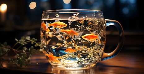 goldfish in a minimalist glass world