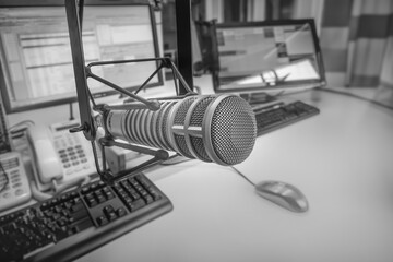 Wall Mural - Professional microphone in radio studio