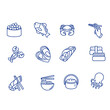 set of Seafood line icons