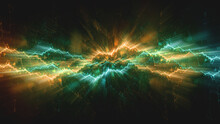 Red And Green Fractal Lightning Background, Electrical Abstract