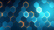 Modern and futuristic geometric background with a pattern of hexagons and cells with light in different shades of blue. Honeycomb wallpaper for business and entrepreneurship.