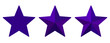 Graphic elements of three purple stars – One star in a 2D plane and two stars with 3D effects