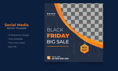 Wall Mural - black friday sale social media poster template vector