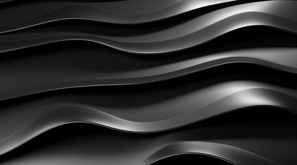 Wall Mural - Abstract black metal texture with a sleek, wavy design.