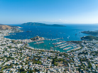 Wall Mural - Aerial view of Bodrum on Turkish Riviera. View on Saint Peter Castle Bodrum castle and marina