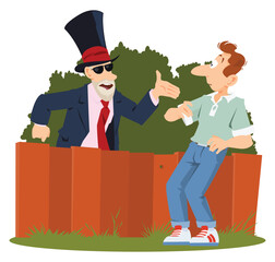 Wall Mural - Businessman advertises product to man. Illustration for internet and mobile website.