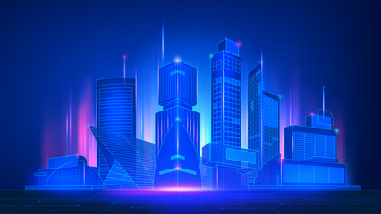 Wall Mural - tech smart building future concept vivid light background