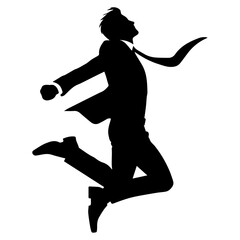 Poster - Business man jumping pose vector silhouette