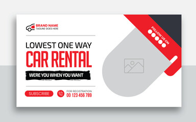 Wall Mural -  Car rental YouTube thumbnail, social media and web banner template, automotive YouTube thumbnail, Luxury car rent YouTube thumbnail template,