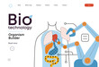 © grivina - Bio Technology, Organism Builder -modern flat vector concept illustration of robot assembling organism using blocks, parts representing organ systems. Metaphor of regenerative medicine and 3D printing