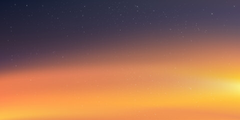 Wall Mural - sky background,sunset sky blue,purple,yellow,orange with cloud and starry in evening,vector backdrop