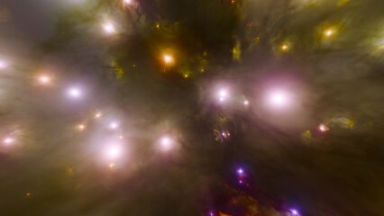 Wall Mural - Yellow galaxy nebula. Golden Abstract Fluid, Particle and Sparkle Background