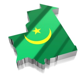 Sticker - Mauretania - country borders and flag - 3D illustration