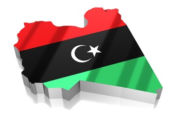 Sticker - Libya - country borders and flag - 3D illustration