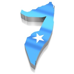 Sticker - Somalia - country borders and flag - 3D illustration