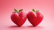 Two heart shaped strawberries