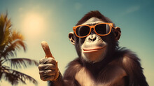 Monkey Giving Two Thumbs Up Wearing Sun Glasses