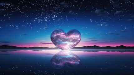Wall Mural - galaxy cosmic heart background. bright stars night sky, romantic magic night, love and valentine’s d