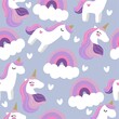 seamless pattern with unicorns and rainbows