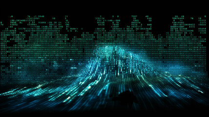 digital data wave with binary code