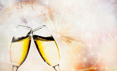 Poster - two champagne glasses on New Year eve