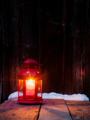 Poster - christmas decorations in snow holiday background