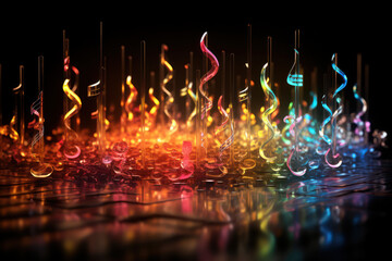 Wall Mural - a symphony of musical notes blending harmoniously, capturing the integration of various elements in 