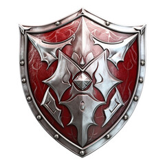 Canvas Print - 3d illustration of a red shield on a transparent background