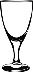 Cartoon Black and White Isolated Illustration Vector Of An Empty Wine Glass