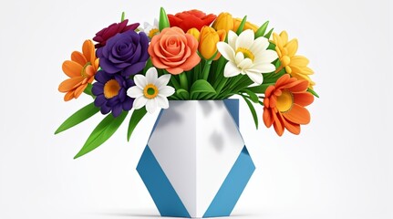  Colorful flowers with  leaves floral Clipart, high quality resolution, beautiful flowers, 3d  design. 

