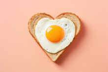 A Fried Egg On A Heart Shaped Slice Of Toast