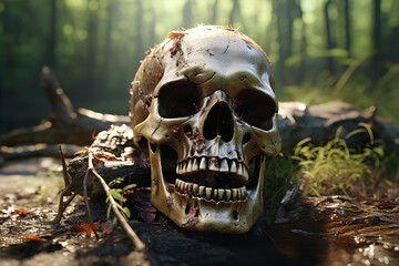 Wall Mural - skull in the forest