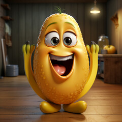 Poster - 3d realistic cartoon cute banana fruit