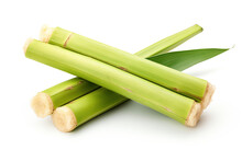 Fresh Green Sugarcane Isolated On White Background