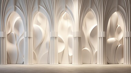 Wall Mural - a 3d wall installation inspired by architectural elements, featuring abstract pillars and arches in 