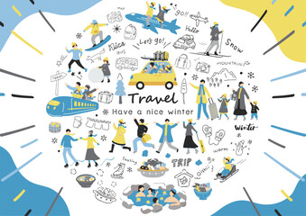 Sticker - 冬旅行を楽しむ人達