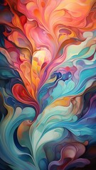 Wall Mural - A fusion of fluid, liquid-like patterns merging and flowing together in a mesmerizing dance of colors.