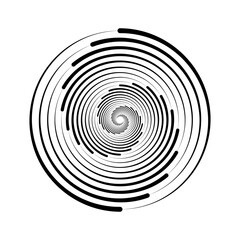 Poster - Spiral lines element. Radial spinning stripes texture. Circle swirl shape. Abstract round geometric background design for poster, banner, logo, icon, collage, tattoo, sticker. Vector illustration