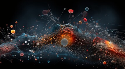 A highly-detailed visualization displaying neurotransmitter molecules and their molecular framework.