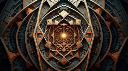 Wall Mural - a mathematical fractal-based 3d wall art, showcasing self-repeating patterns and intricate geometric