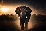 Fototapeta  - african elephant at sunset