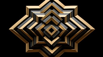Wall Mural - a symmetrical arrangement of interlocking shapes, creating a mesmerizing optical illusion that capti