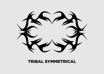 Wall Mural - Vector illustration of tribal symmetrical black sharp wave pattern