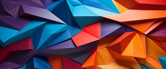 Wall Mural - abstract polygons intersect and overlap in a burst of vivid colors, forming a lively and vibrant 3d 