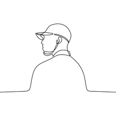 Wall Mural - Single Continous Line Art of  Man With Hat